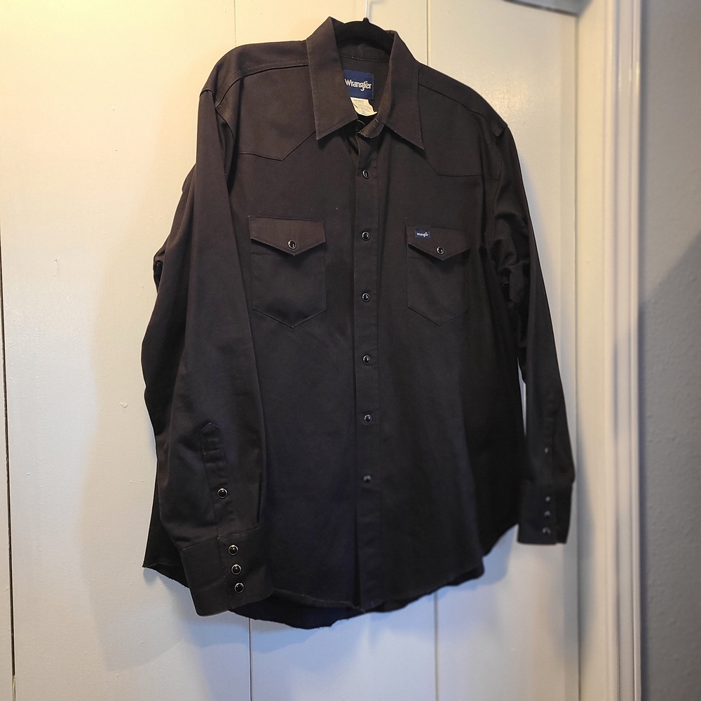 Wrangler Black Casual Button Down Shirt Size XL